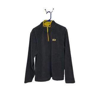 GAP Fleece Gray Grey Yellow Y2K Vintage Quarter-Zip Pull Over Jacket Mens Large